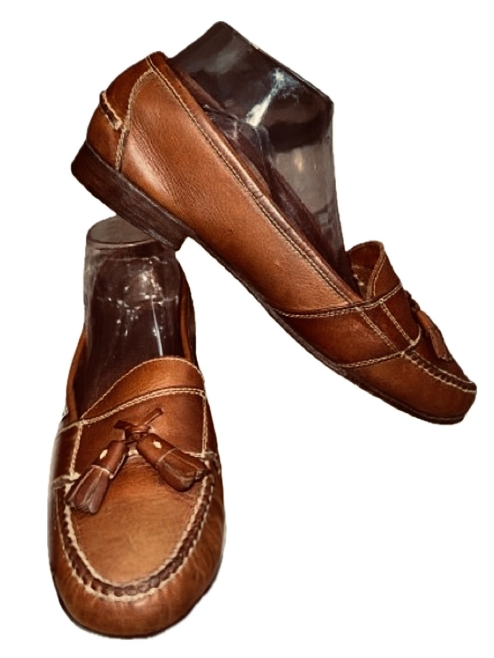 RODEO GHOST Vintage Cognac‎ Leather Tassel Loafers Ivy Preppy | Women's 11M